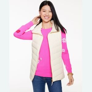 Talbots Down Puffer Vest Women’s Size M Cream Color